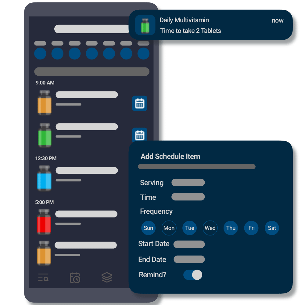 Supplement schedule and serving reminders