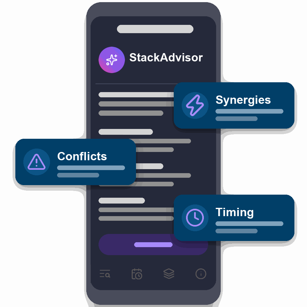 StackAdvisor AI analysis of a daily supplement stack